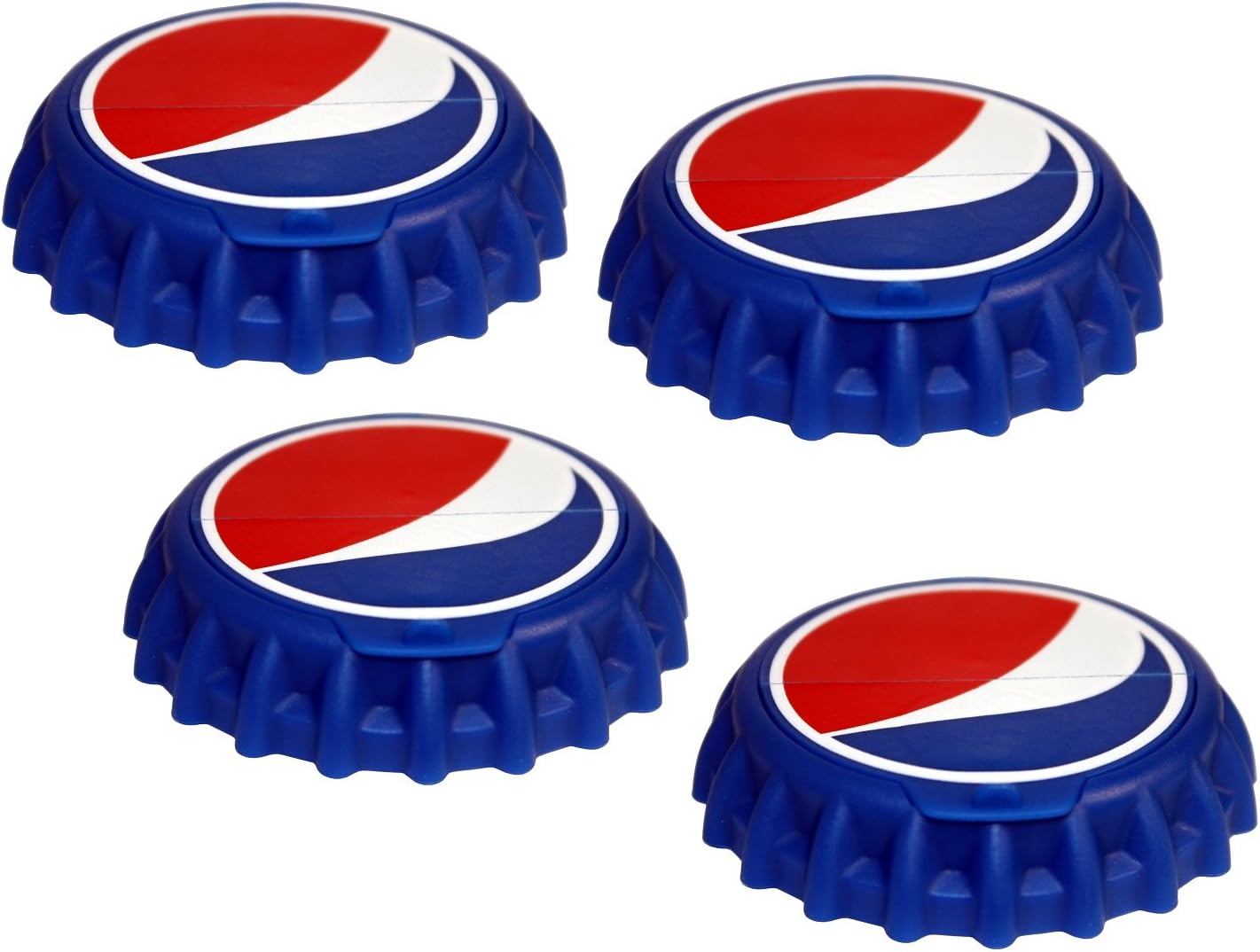 Jokari 4 Count Pepsi Modern Logo Snap and Sip Can Caps, Red/White/Blue