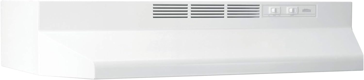 Broan -NuTone BUEZ136WW Non-Ducted Ductless Range Hood with Lights Exhaust Fan for Under Cabinet, 36-Inch, White