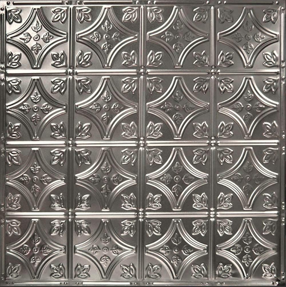 American Tin Ceilings 24 x 24 inch Pattern #3 Small Victorian Design Nail-Up Ceiling Tiles [5 Pack] - Unfinished