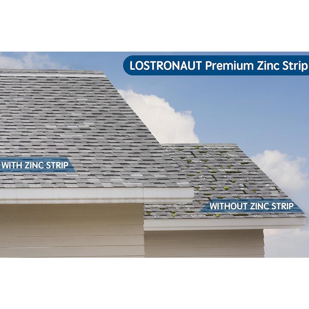 LOSTRONAUT Zinc Metal Strip for Roof and Garden - 55 Feet x 2.5 Inches - Prevents Roofing Stains