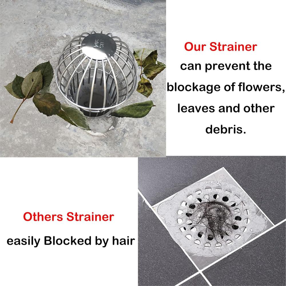 Baitaihem 304 Stainless Steel Drain Outdoor Roof Anti-Blocking Line Cap Drain Cover Gutter Protector Cleaner Gutter Cleaning Tool,3 inch