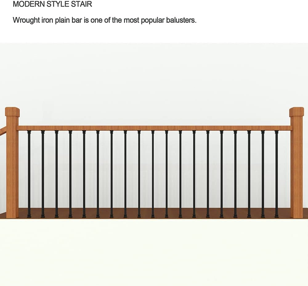 Aotree Iron Balusters - Hollow Metal Spindles for Staircase - 44" X 1/2" - Box of 10 (Satin Black)