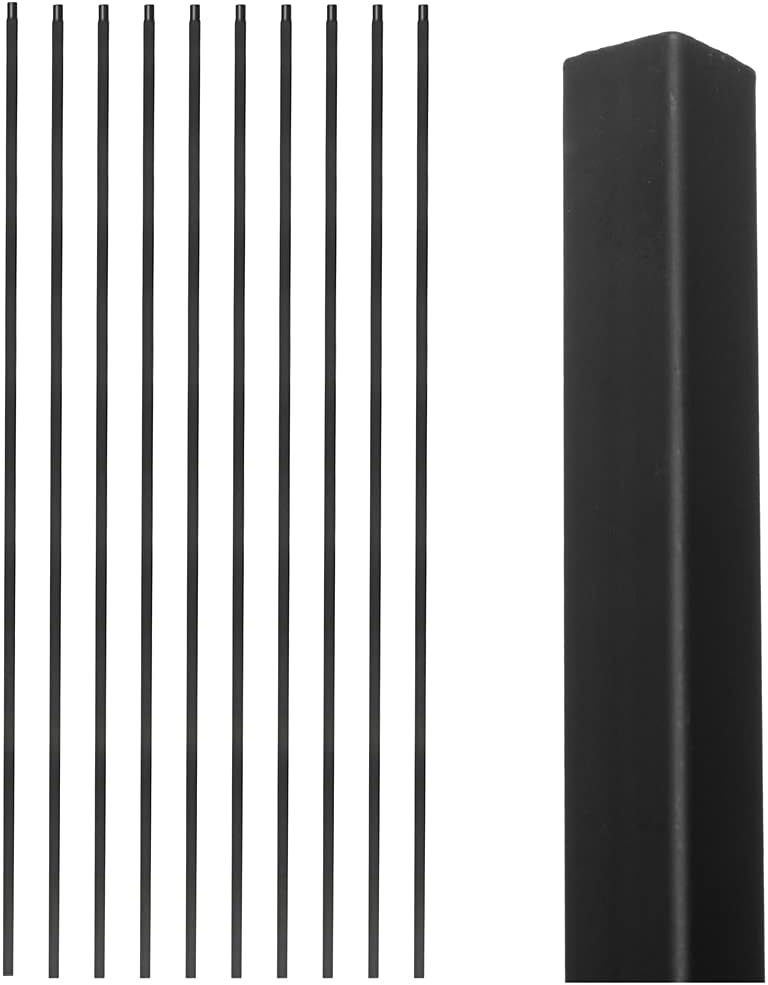 Aotree Iron Balusters - Hollow Metal Spindles for Staircase - 44" X 1/2" - Box of 10 (Satin Black)
