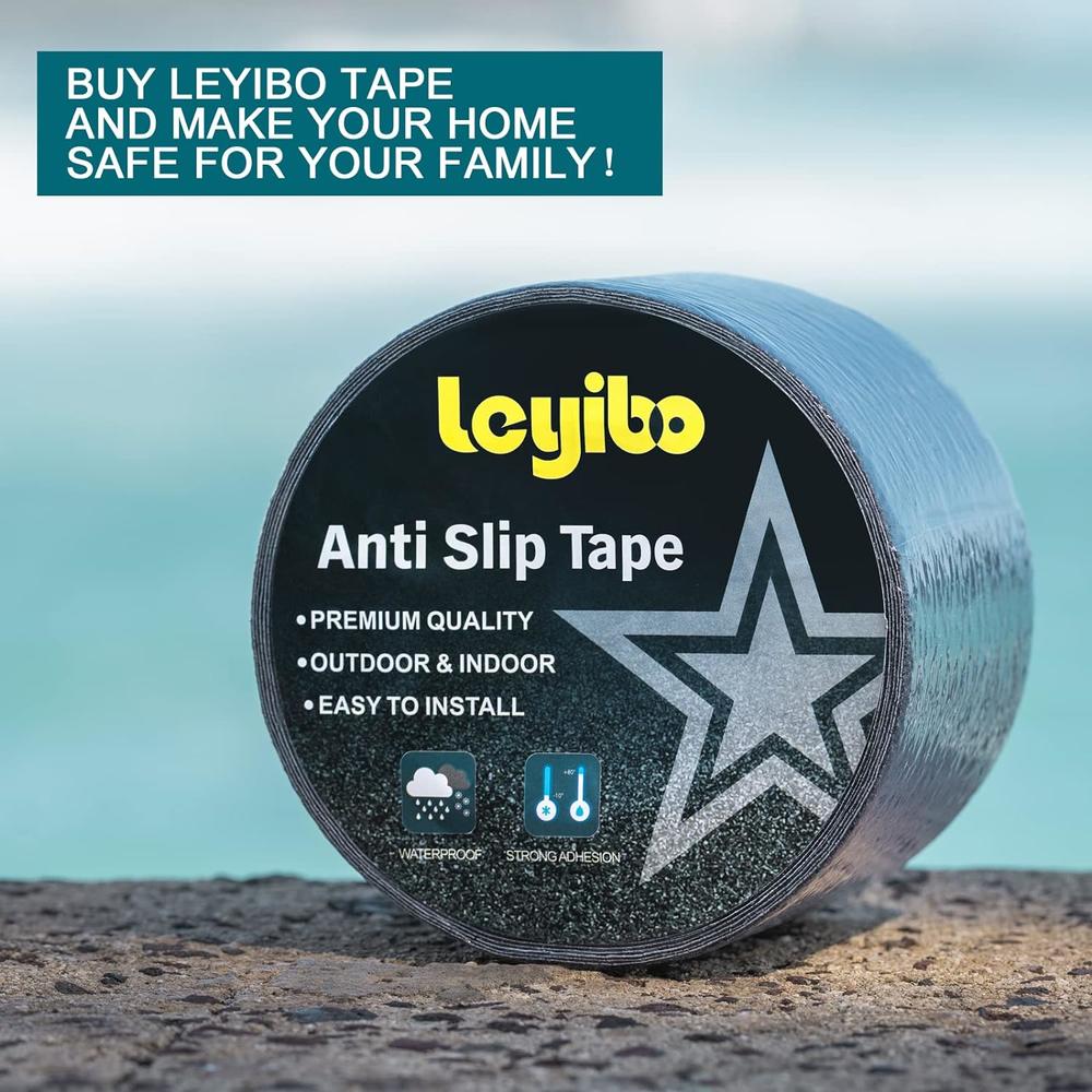 Leyibo Anti Slip Traction Tape with Roller, 7 Inch x 35 Ft Non Slip Grip Tape for Stairs Outdoor/Indoor, Waterproof Anti Skid Grit Rol