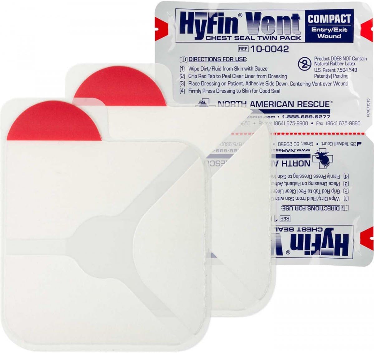 Generic North American Rescue Genuine NAR HyFin Vent Compact Chest Seal Twin Pack