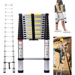 DICN 16.5FT Telescoping Ladder Telescopic Ladder Extension Ladder Collapsible Ladder Heavy Duty Aluminum Attic Ladder with 2 Detacha