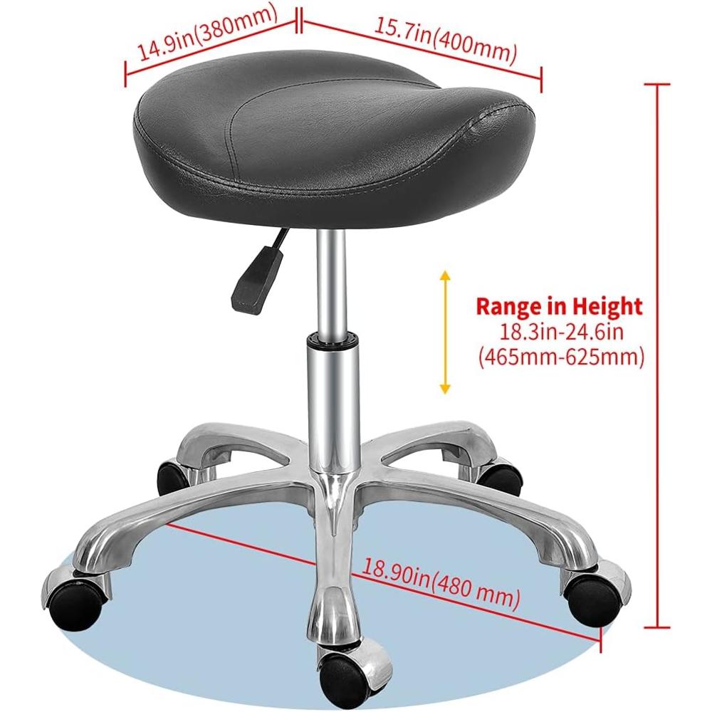 Lilfurni Saddle Stool Rolling Chair,Pneumatic Height Adjustment Stool with Wheels for Salon,Home,Office