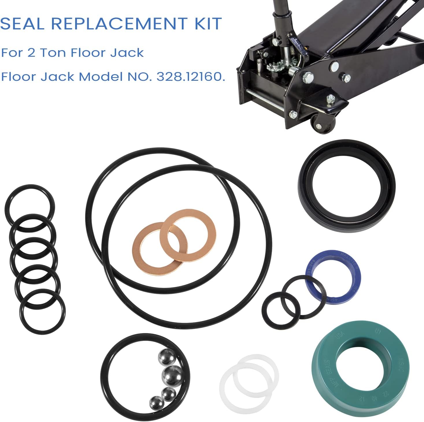Sevencow LLC USA 328.12160 Seal Replacement Kit for 2 Ton - Floor Jack Model NO. 328.12160 Sears Craftsman Quality Replacement Parts for Repairs