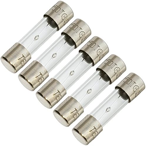 Techman - Pack of 5-1.25A Glass Fuse (GDC), 250v, 5mm x 20mm (3/16" X 3/4") Slow Blow (Time Delay)