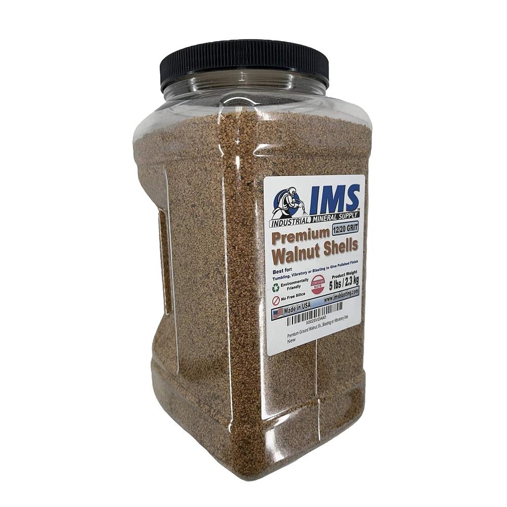 Generic Premium Ground Walnut Shell Media Grit Size 12/20-5 lbs/2.3 kg - Medium Grit Walnut Shells for Tumbling, Blasting or Vibratory