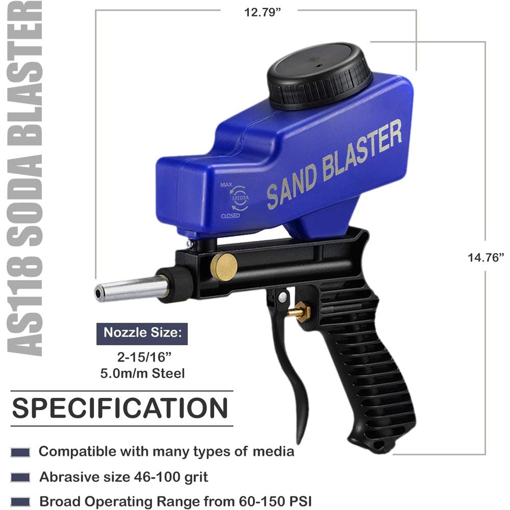 Ubiquitous Le Lematec Soda Blaster For Sandblasting, DIY Projects, Removes Paint, Rust, Stains.