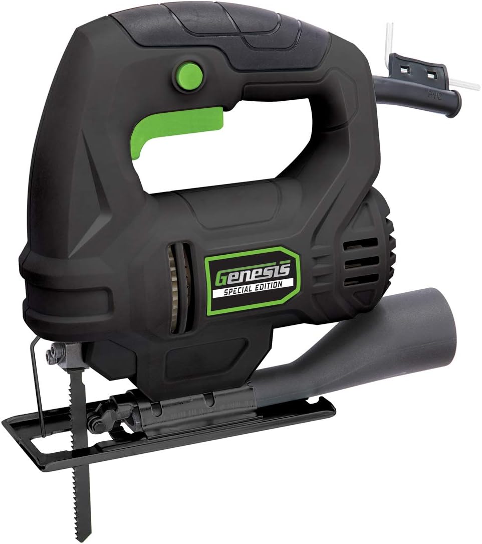 Genesis GJS380SE Variable Speed 3.8A Jig Saw with Wood cutting blade, Vacuum Adapter, and Allen Wrench