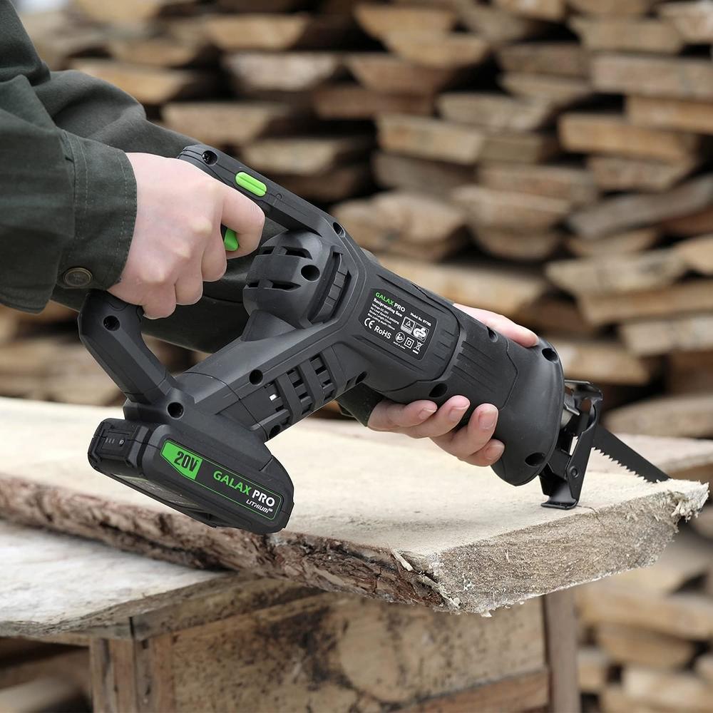 GALAX PRO Reciprocating Saw, Cordless Reciprocating Saw with battery, 20V 2.0Ah Cordless Saw, 3pcs 6-inch Wood Saw Blade