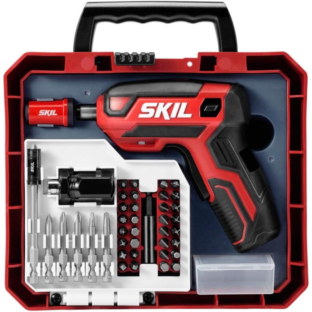 Skil Rechargeable 4V Cordless Pistol Grip Screwdriver with 42pcs Bit Set, USB Charger and Carrying Case - SD5618-03