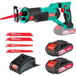 HYCHIKA BETTER TOOLS FOR BETTE HYCHIKA Cordless Reciprocating Saw 20V 2Ah 2 Batteries 4 Saw Blades, 0-2800SPM Variable Speed, 7/8" Stroke Length Tool-Fre