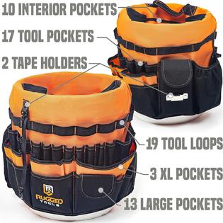 Rugged Tools Bucket Tool Organizer - 64 Pocket Bucket Caddy for 5