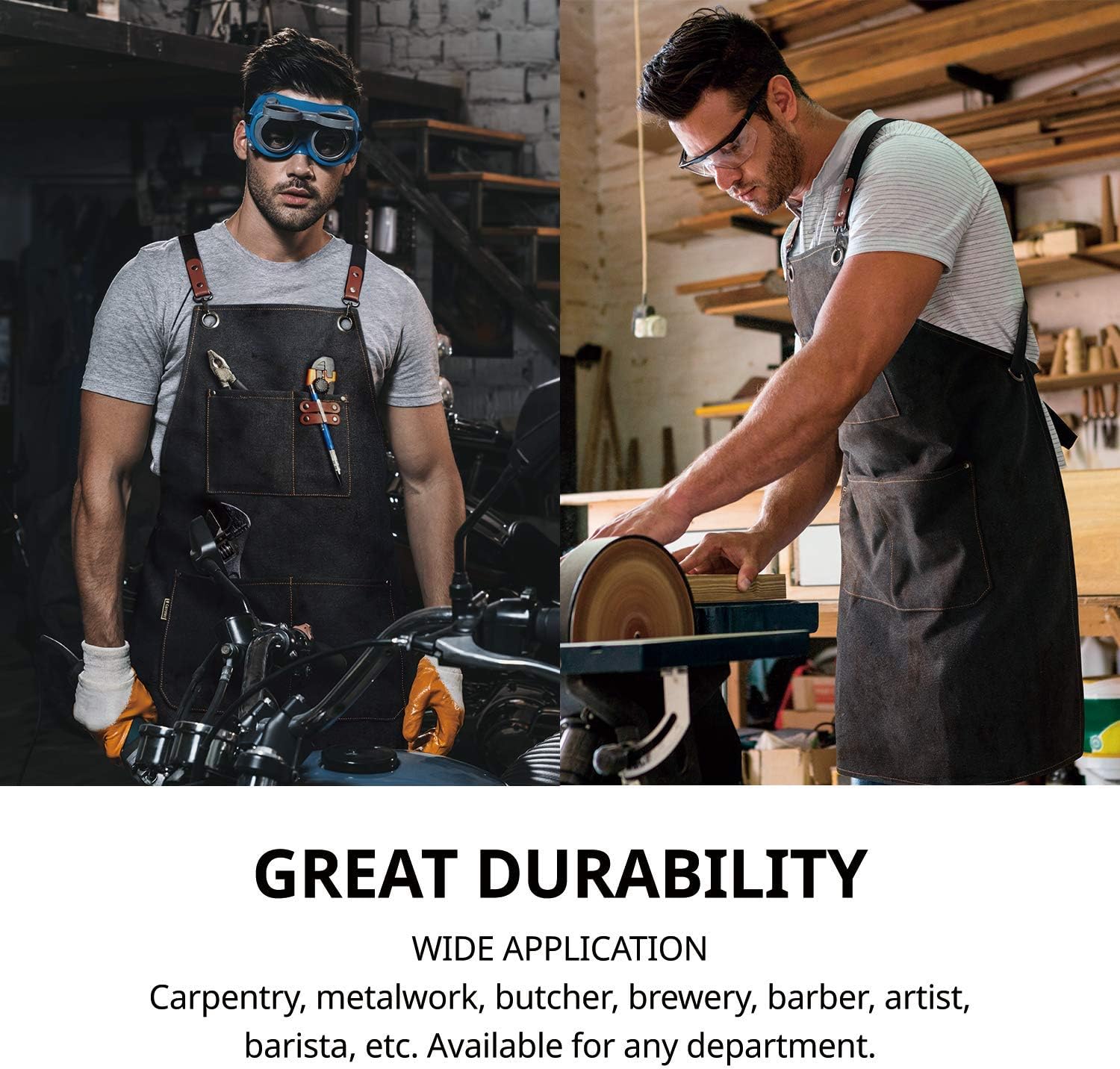 Underdog Carrotez Durable Goods - Heavy Duty Canvas Work Apron [2nd Generation], Barber apron, Cotton Canvas Cross Back Adjustable Apron