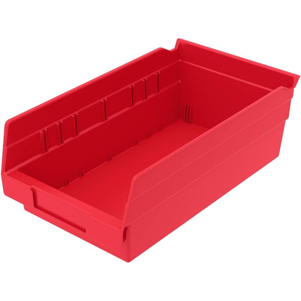 Akro-Mils 30130 Plastic Nesting Shelf Bin Box, (12-Inch x 6-1/2-Inch x 4-Inch), Red, (12-Pack)
