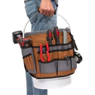 Dickies 35-Pocket 5-Gallon Bucket Organizer With Drill Holster, Padded  Handle, and Tape Tether, for
