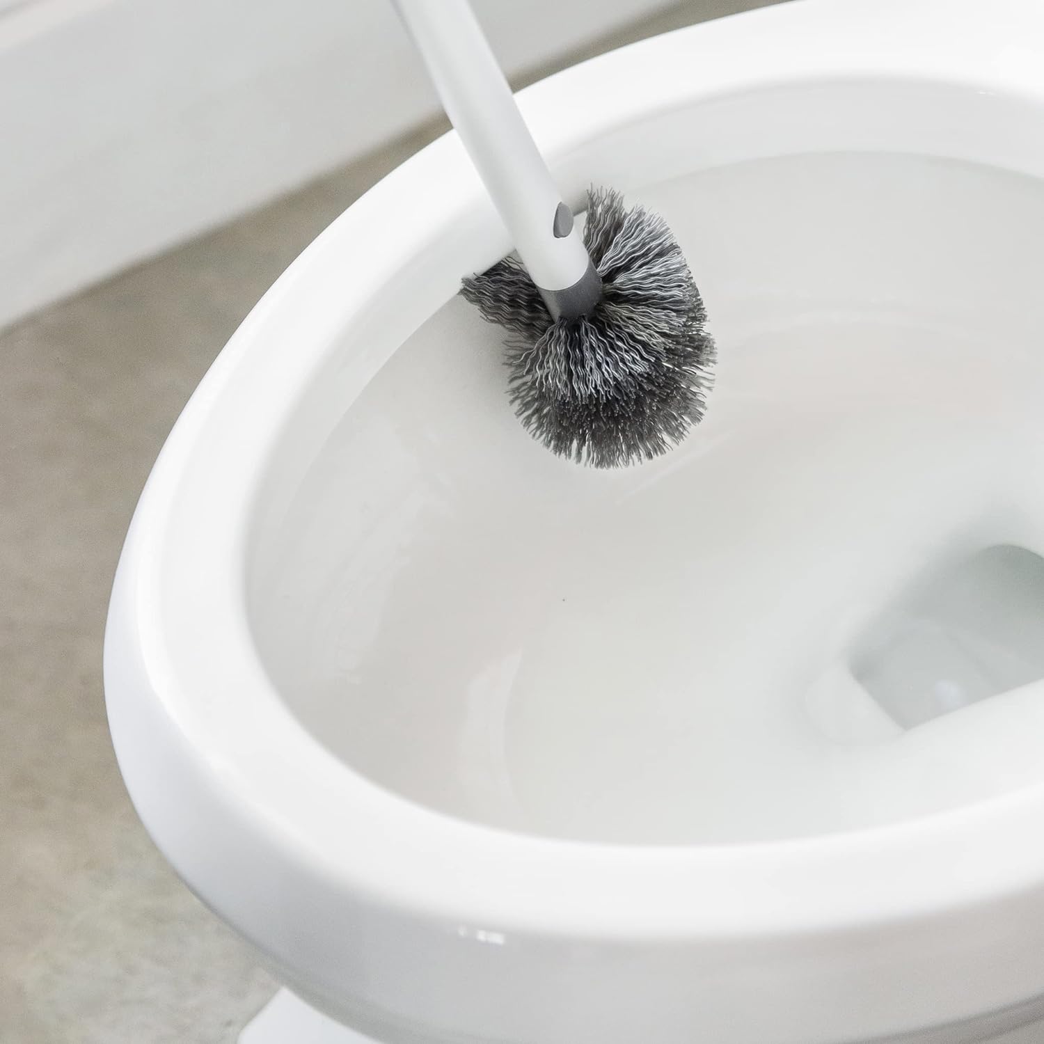 Full Circle Scrub Queen &#226;&#128;&#147; Bathroom Toilet Brush with White Ceramic Holder &#226;&#128;&#147; Toile