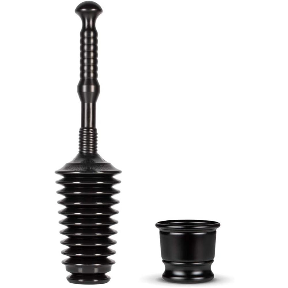 GTWATER PRODUCTS, INC. Master Plunger MP500-B3 Heavy Duty Bathroom Toilet Plunger Kit with Short Bucket/Caddy. Equipped with Air Release Valve, Black