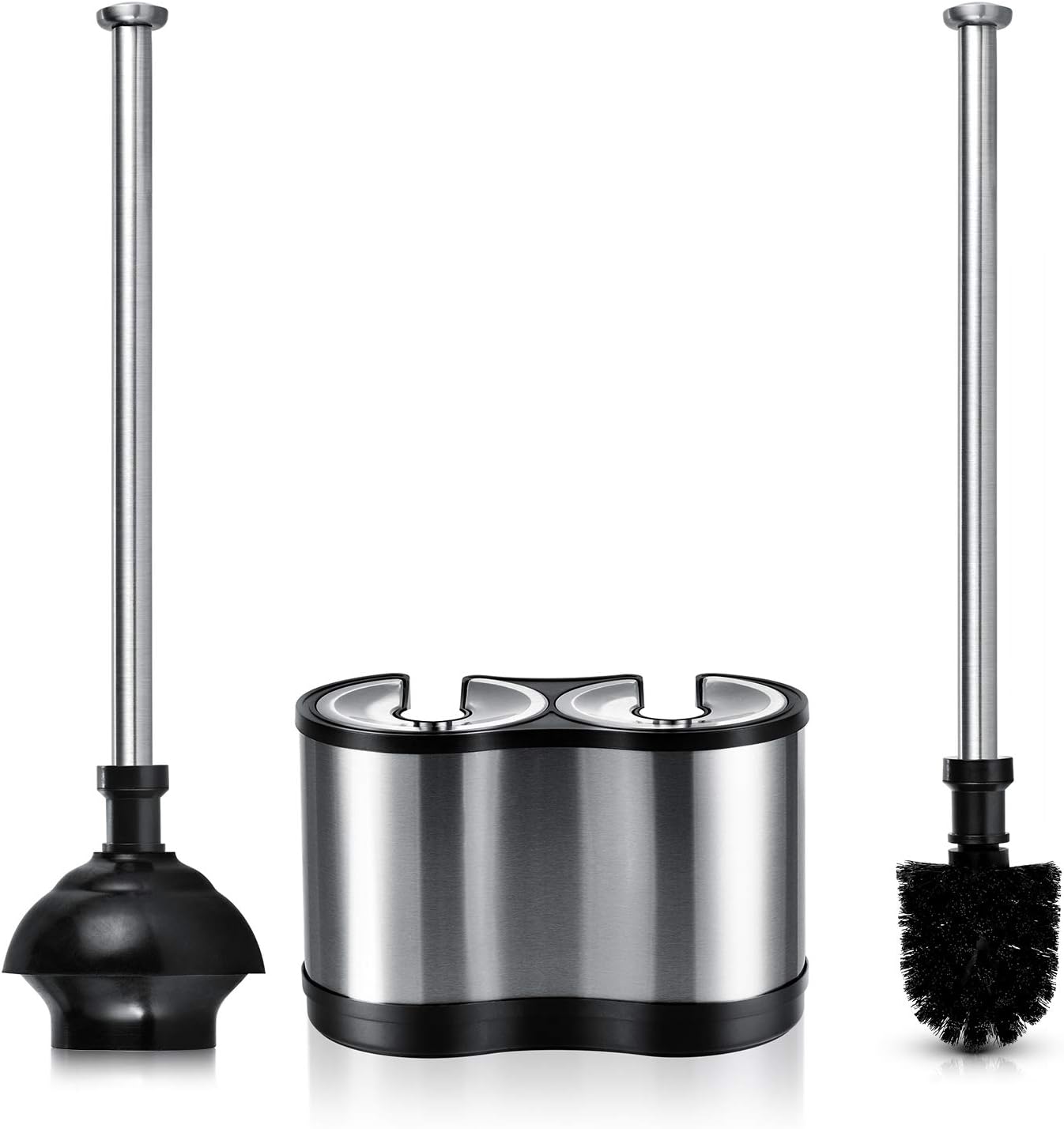 ToiletTree Products Modern Deluxe Freestanding Toilet Brush and Plunger Combo (Stainless Steel, Brush and Plunger Combo Set 4.5&#226;&#128;