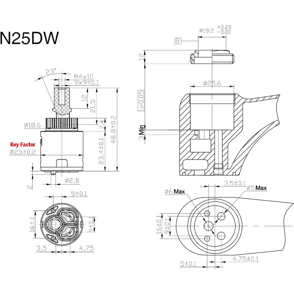 Kelica IAPMO/CUPC/NSF Certified N35DW 35mm Replacement Faucet Cartridge