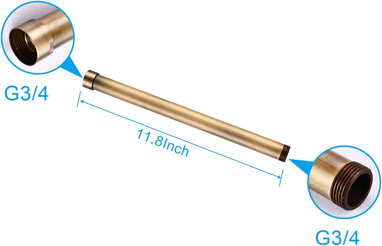 Junhai Xu 12-inch Antique Brass Extension Tube Pipe for Shower System Bar Commercial Add Shower Height
