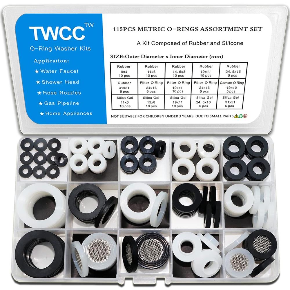Laatste dek Thermisch Generic TWCC 115 PCS Plumbing Rubber Washers Assorted Kit and Flat Silicone  Gasket Assortment Set with Screen Filter for Faucet Shower