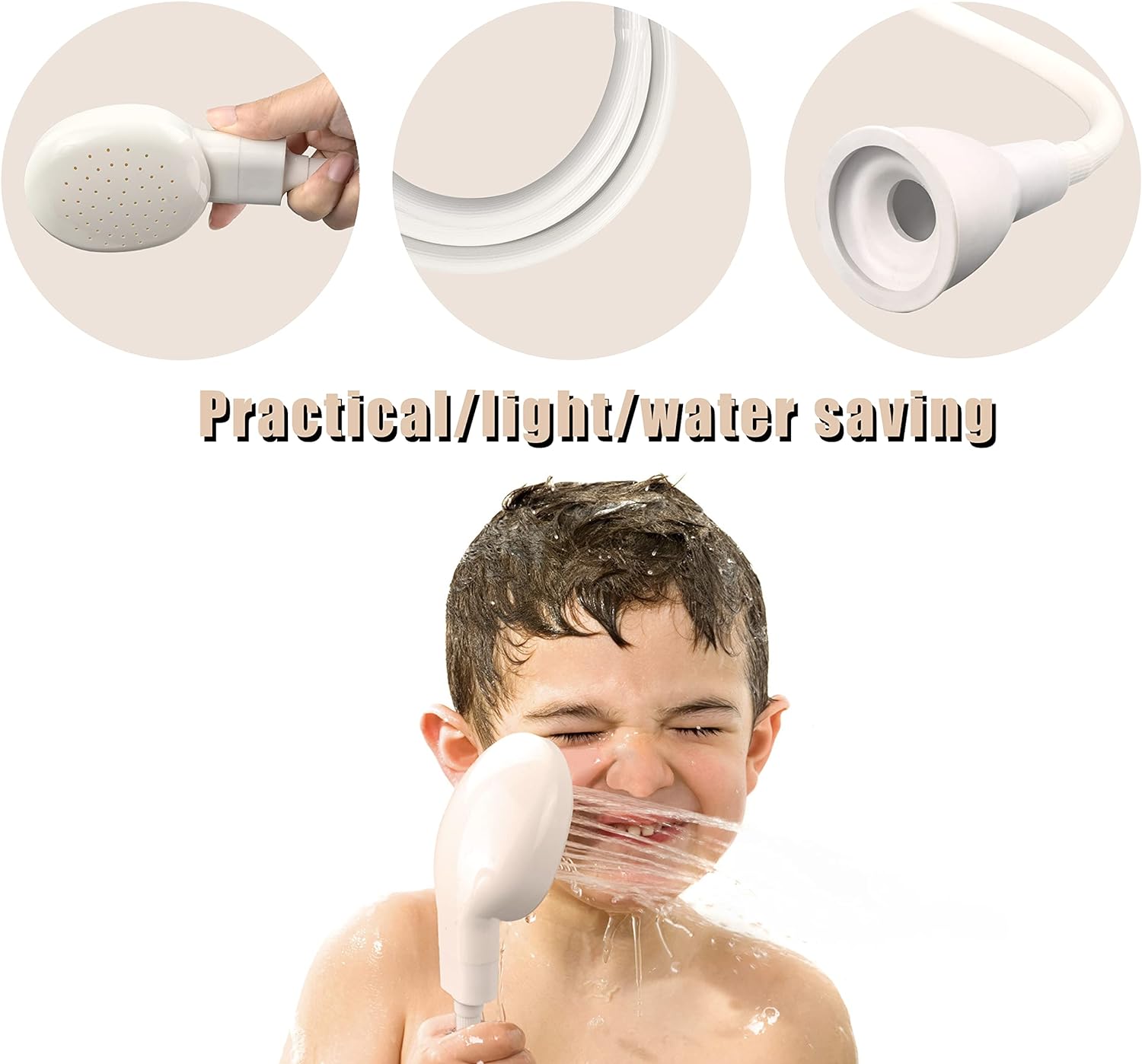 Soerreo Portable Rubber Hose Nozzle, Size, Easy to Use, Hand Shower, Suitable for People or Pets
