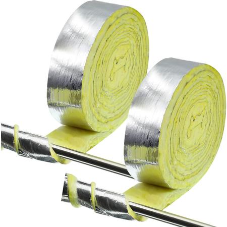 Kathfly-Wrap Pipe-956 2 Pack Fiberglass Pipe Insulation Foil Backed Fiberglass Pipe Wrap Pipe Insulation Wrap for Outdoor Indoor Pipe Wrap Freezing W
