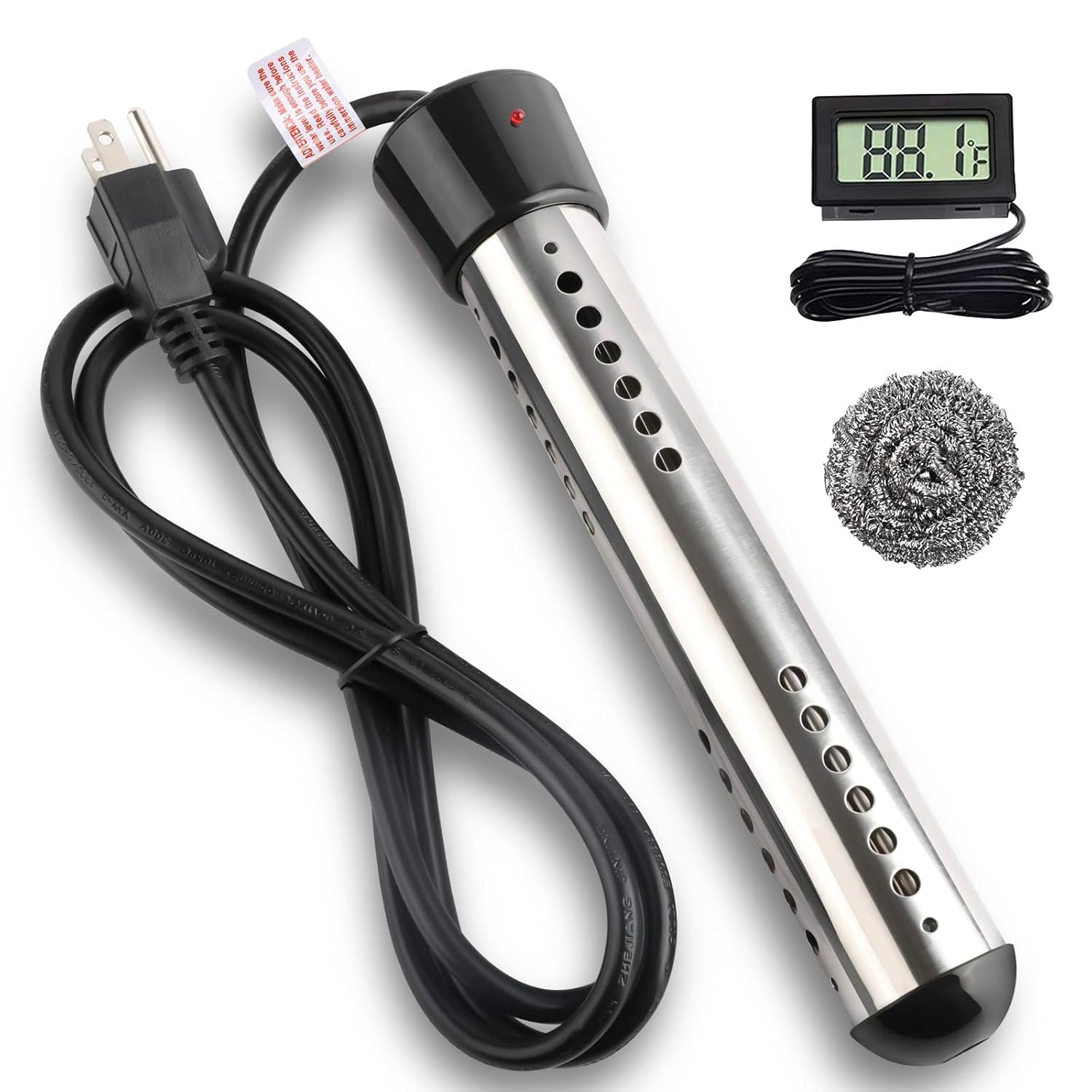 Generic iSH09-M570292mn Immersion Water Heater, with Thermometer Immersion  Heater, Heat 5 Gallons of Water in Minutes Bucket Heater, Bathtub Heater, Su