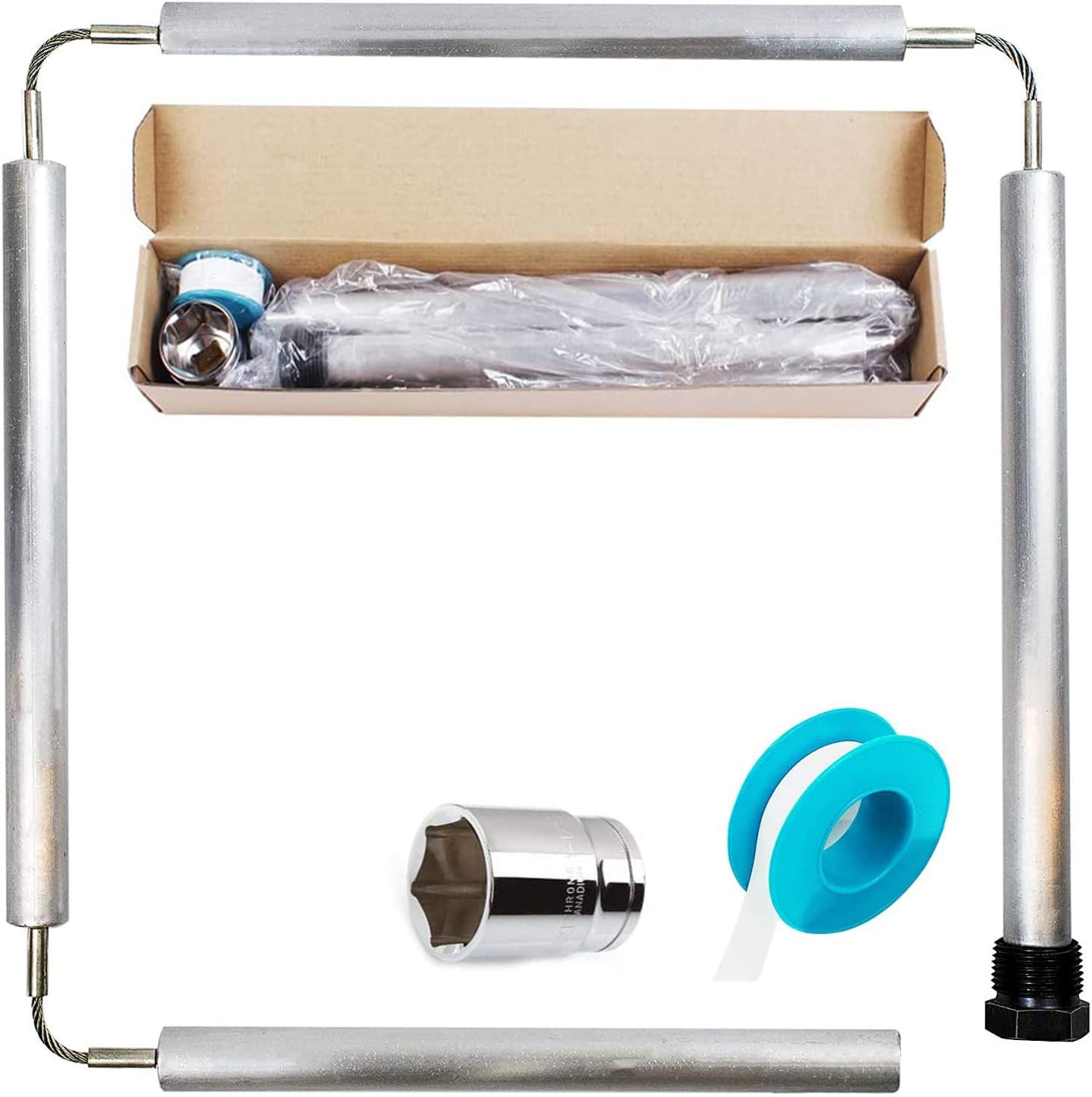 Eau 44_inch 44 Inch Flexible Magnesium Anode Rod, Water Heater Anode Rod  for GE, Rheem, Reliance, Richmond, Kenmore Water Heater Including