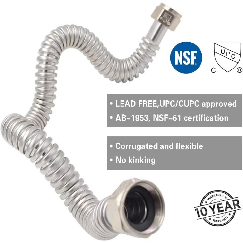 TT FLEX Stainless Steel Corrugated Water Heater Connector Flexible for Water Heater Water Softener,3/4" FIP x 3/4" FIP, 18