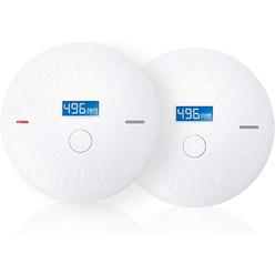 Lecoolife 2 Pack 10 Year Battery Operated Smoke and Carbon Monoxide Detector, Portable Fire Co Alarm for Home and Kitchen (White)