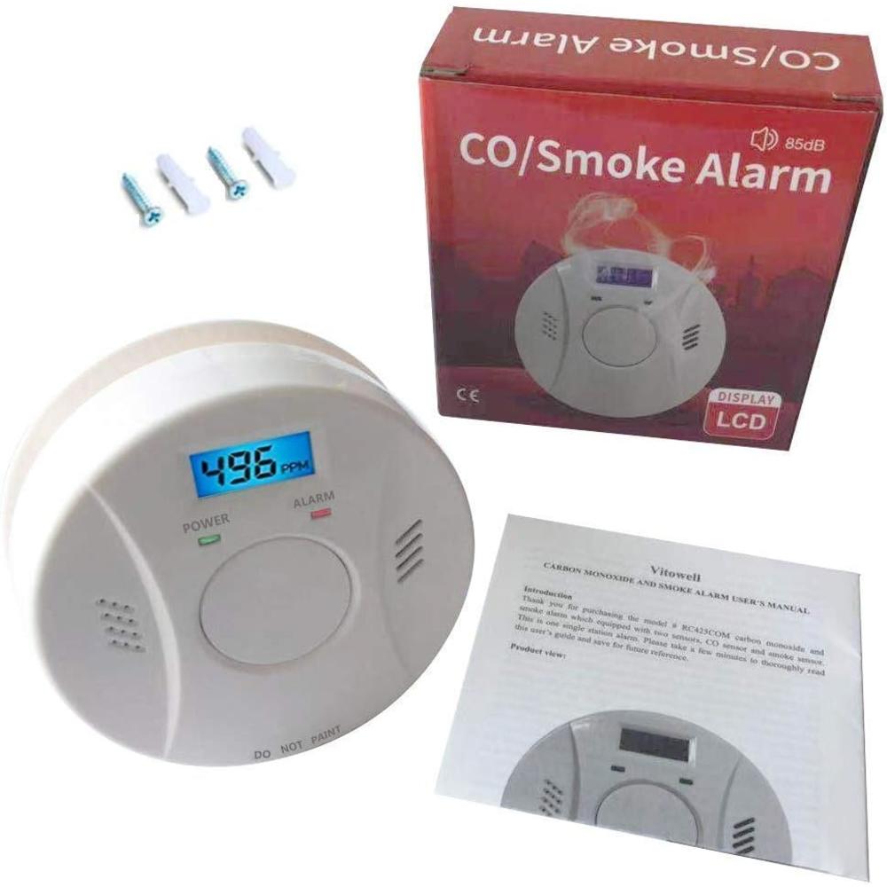 Lecoolife Smoke Detector and Carbon Monoxide Detector Battery Powered with Test/Reset Button 2 Pack