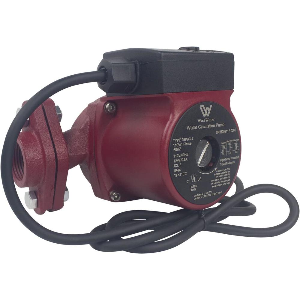 AB WiseWater 110V Circulation Pump, 130W 15 GPM Hot Water Recirculating Pump, 3 Speed Switchable Circulator Pump with 1'' FNPT Fla