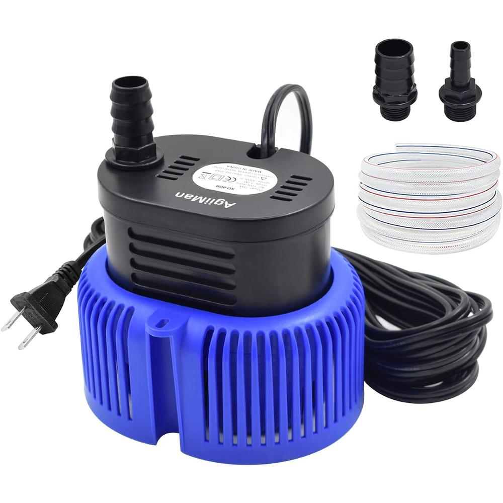 AgiiMan Pool Cover Pump Above Ground - Submersible Swimming Sump Inground Pump, Water Removal with 16' Drainage Hose and 25 Feet Power