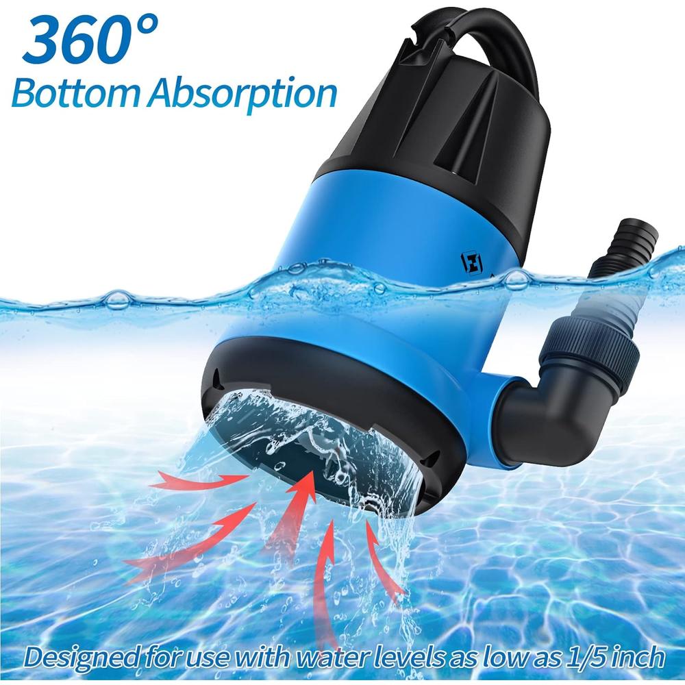 FOTING Sump Pump Submersible 1HP Clean/Dirty Water Pump, 3960 GPH Portable Utility Pump for Swimming Pool Garden Pond Basement with 25