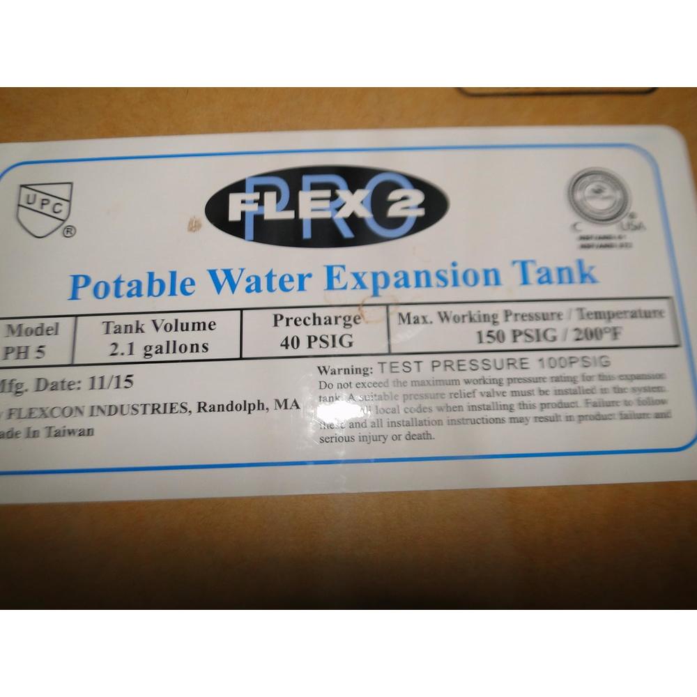 Flexcon Industries FLEXCON PH5 2 GAL FLEX 2 PRO POTABLE WATER WELL/THERMAL EXPANSION VFD PRESSURE TANK