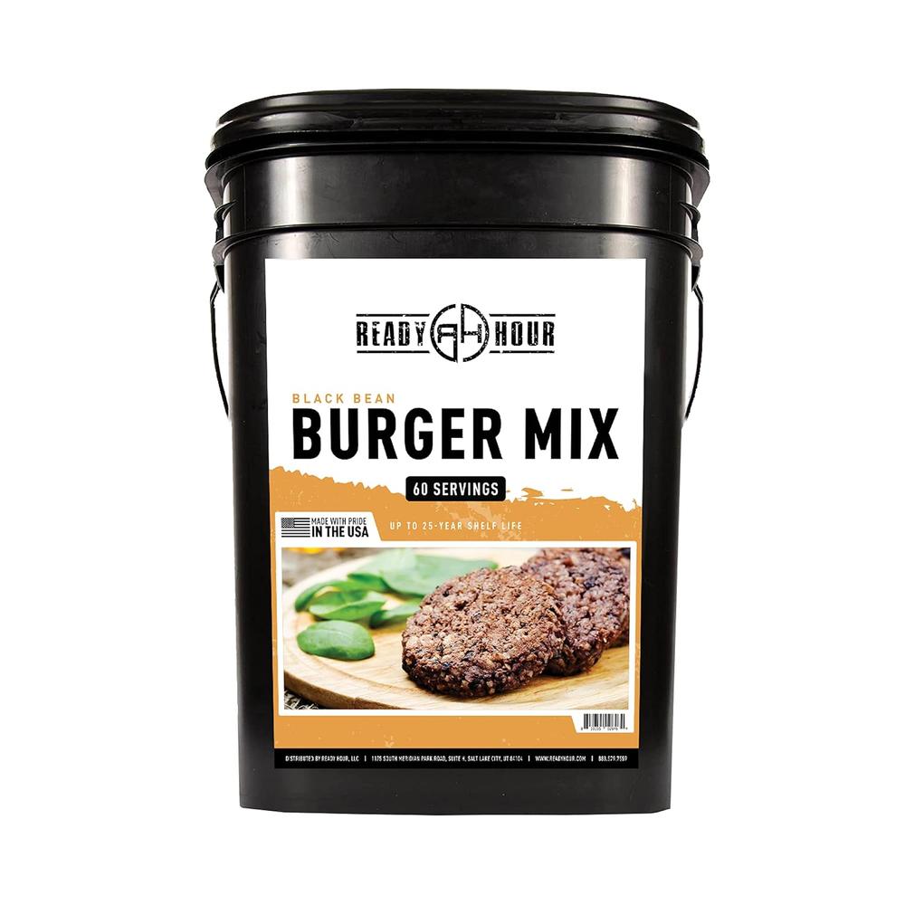 Generic Ready Hour, Black Bean Burger Mix, Real Non-Perishable Recipe, 25-Year Shelf Life, Emergency and Adventure Food Supply, Include