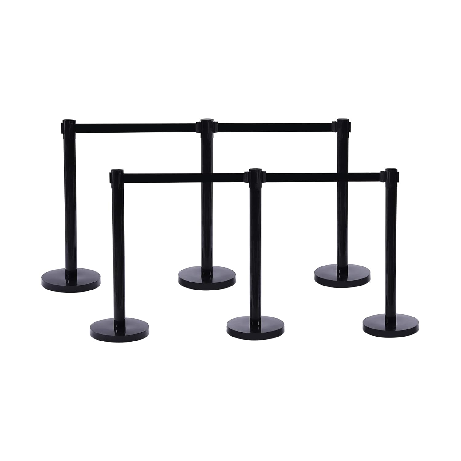 Generic Crowd Control Stanchion,Set of 6 Pieces Stanchion Set,Crowd Barriers Pole with 6.5ft Retractable Belt and Sturdy Base