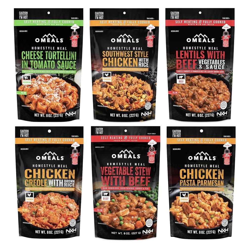 Generic OMEALS Hot Dinner Meals | 6 Good to Go Meals for Hiking Food | Self Heating Meals Ready to Eat Fresh | Just Add Water Meals