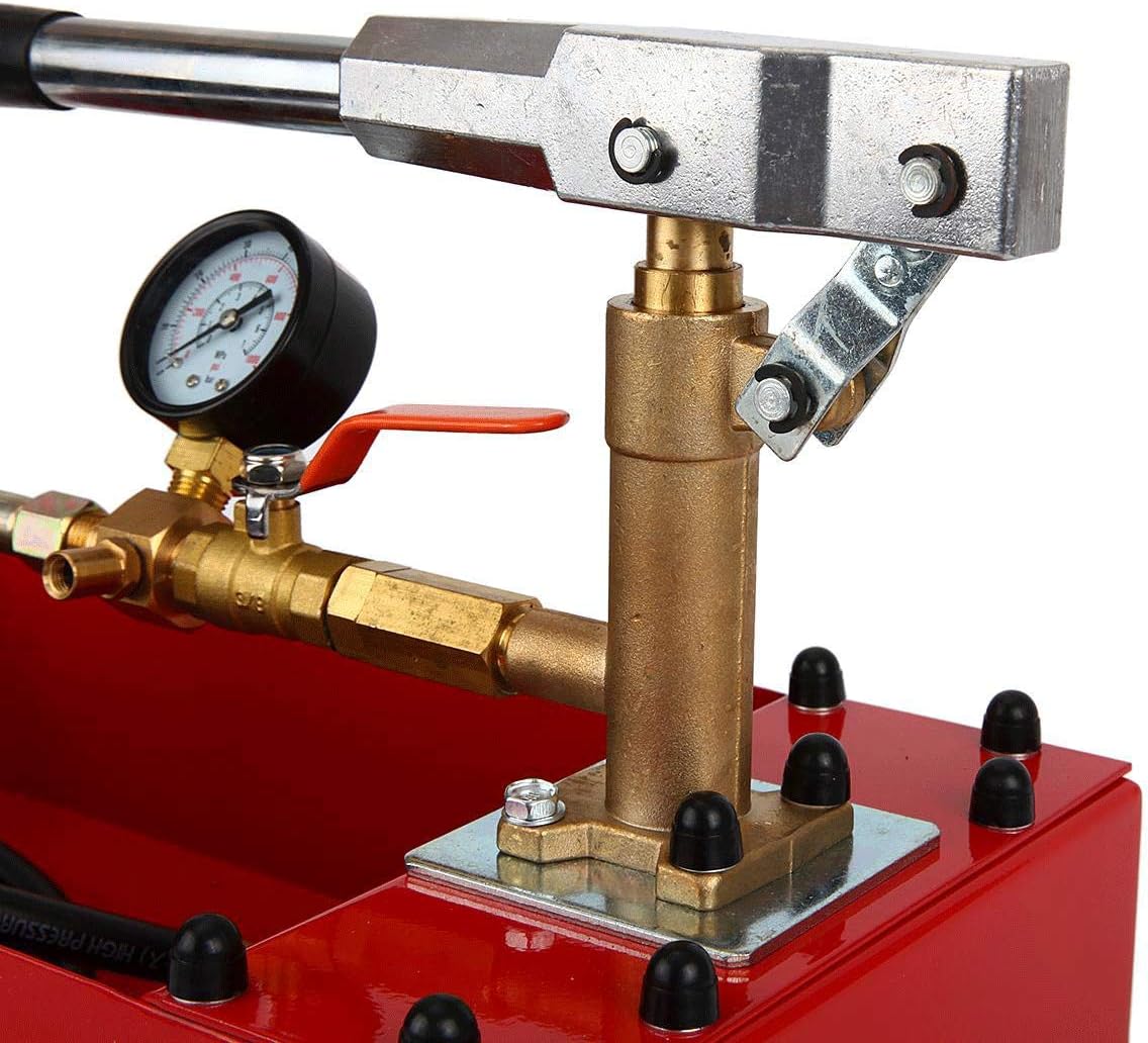 IRONWALLS Hydrostatic Pump Tester, Hydraulic Manual Water Pressure Test Pump, 5Mpa Water Pipe Leakage Pressure Tester Pump with Gauge