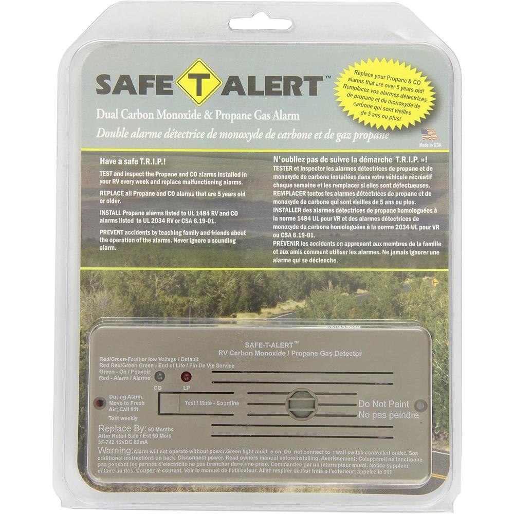 MTI INDUSTRIES Safe-T-Alert  35-742-BR 35 Series Dual LP/CO Alarm - Flush Mount, Brown