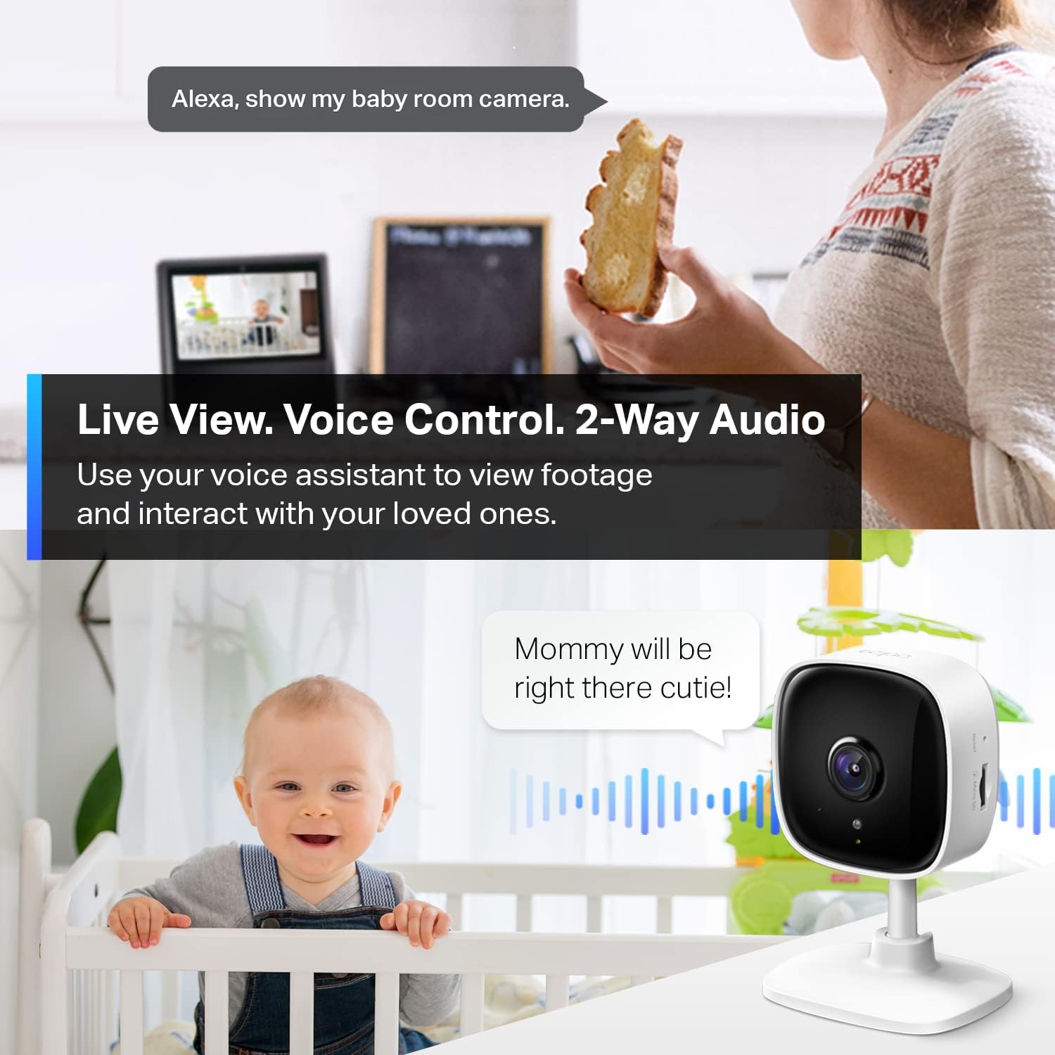 TP-Link Tapo 2K Indoor Security Camera for Baby Monitor, Dog Camera w/ Motion Detection, 2-Way Audio Siren, Night Vision, Cloud