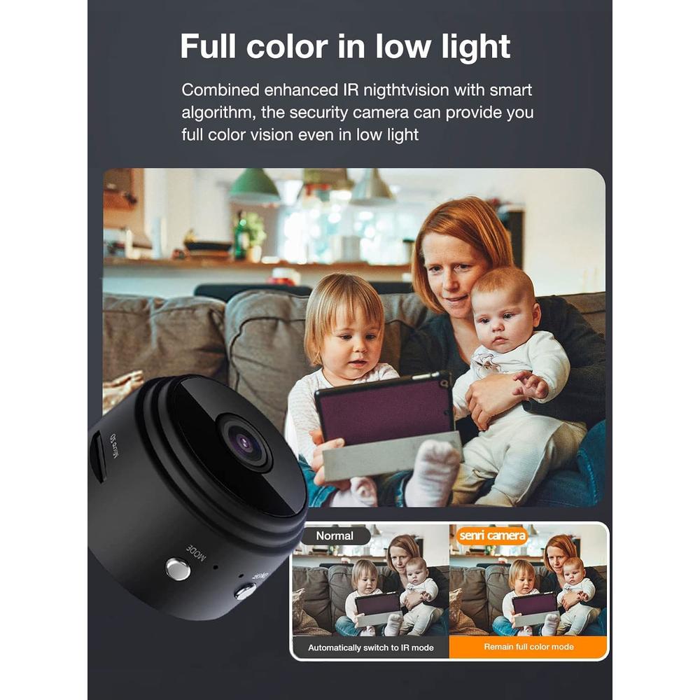 SENRI Mini Security Camera, 1080P HD WiFi Home Indoor Outdoor Camera for Baby/Pet/Nanny, IP Camera Remote Viewing for Security with i
