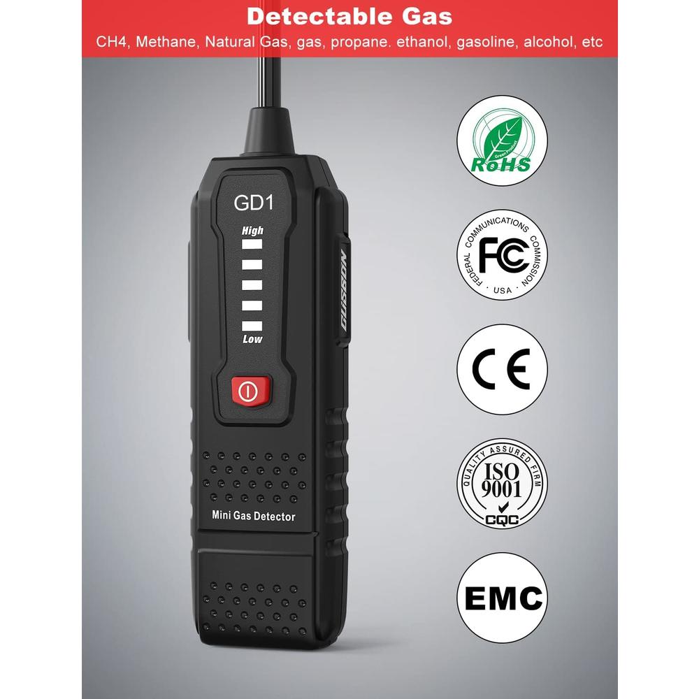 CUSBON Gas Leak Detector, Combustible Gas Leak Tester with Gas Sniffer to Locate Gas Leaks of Methane, LPG, LNG, Fuel, Sewer Gas. Alco