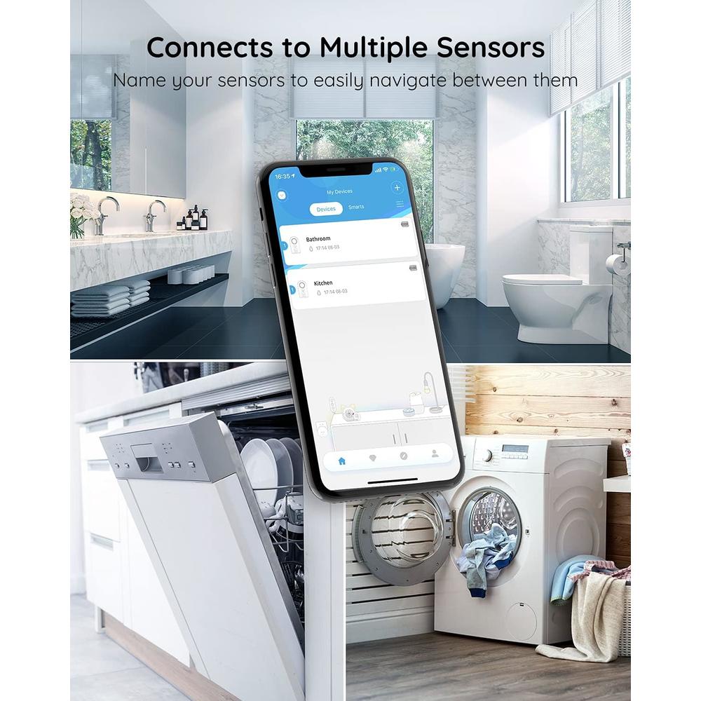 Govee WiFi Water Sensor 2 Pack, 100dB Adjustable Alarm and App Notifications, Leak and Drip Alerts by Email, Detector for Home, Bedro
