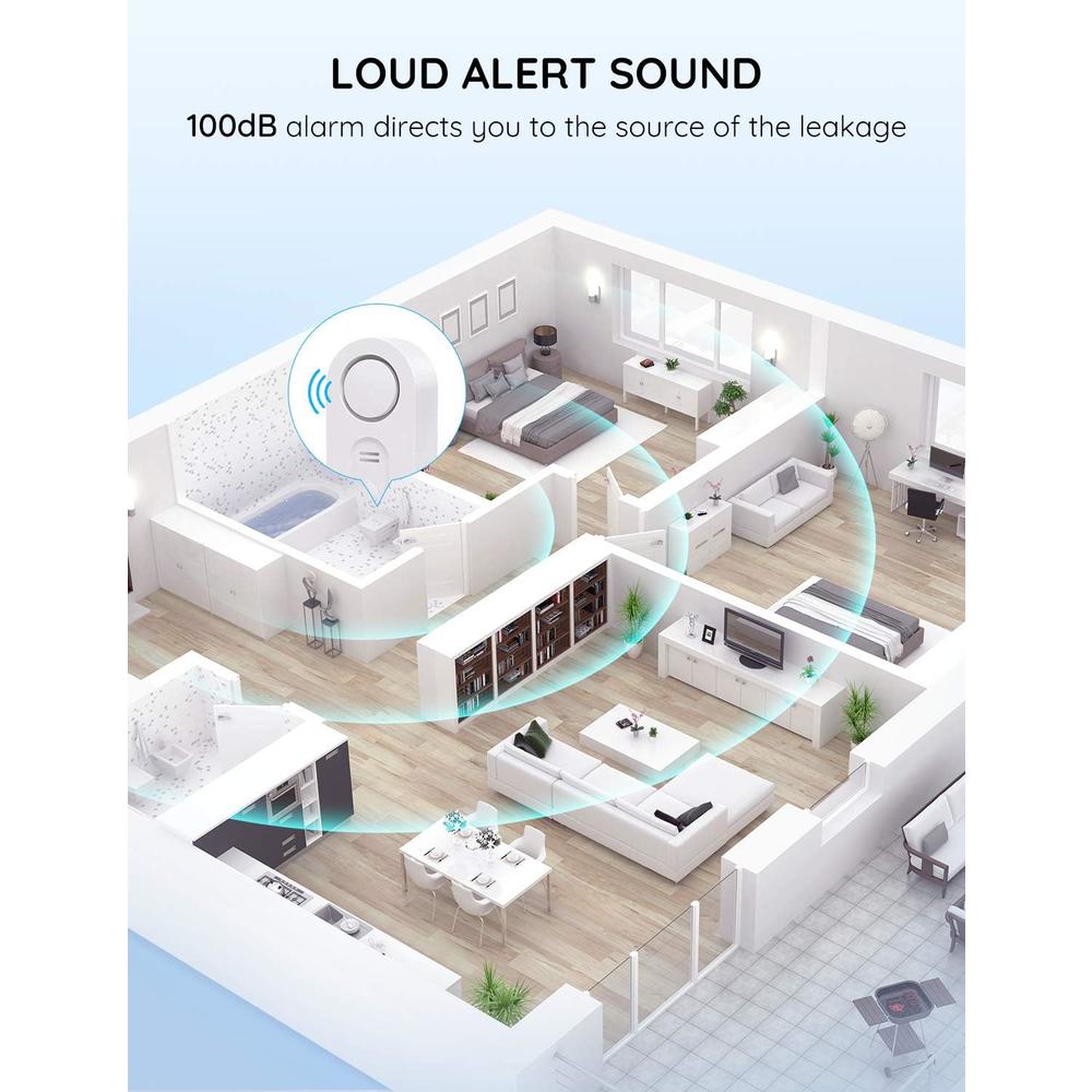 Govee Water Detectors 2 Pack, 100dB Adjustable Audio Alarm Sensor, Sensitive Leak and Drip Alert, for Kitchen Bathroom Basement (Batt